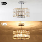 3-Light Crystal Semi Flush Mount Lights for Living Room Hallway