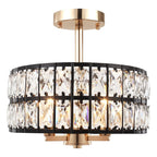 3-Light Crystal Semi Flush Mount Lights for Living Room Hallway