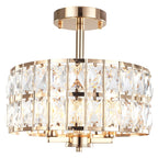 3-Light Crystal Semi Flush Mount Lights for Living Room Hallway