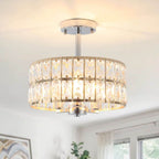 3-Light Crystal Semi Flush Mount Lights for Living Room Hallway