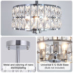 3-Light Crystal Semi Flush Mount Lights for Living Room Hallway