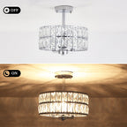 3-Light Crystal Semi Flush Mount Lights for Living Room Hallway
