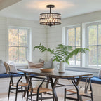 3-Light Crystal Semi Flush Mount Lights for Living Room Hallway