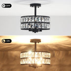 3-Light Crystal Semi Flush Mount Lights for Living Room Hallway