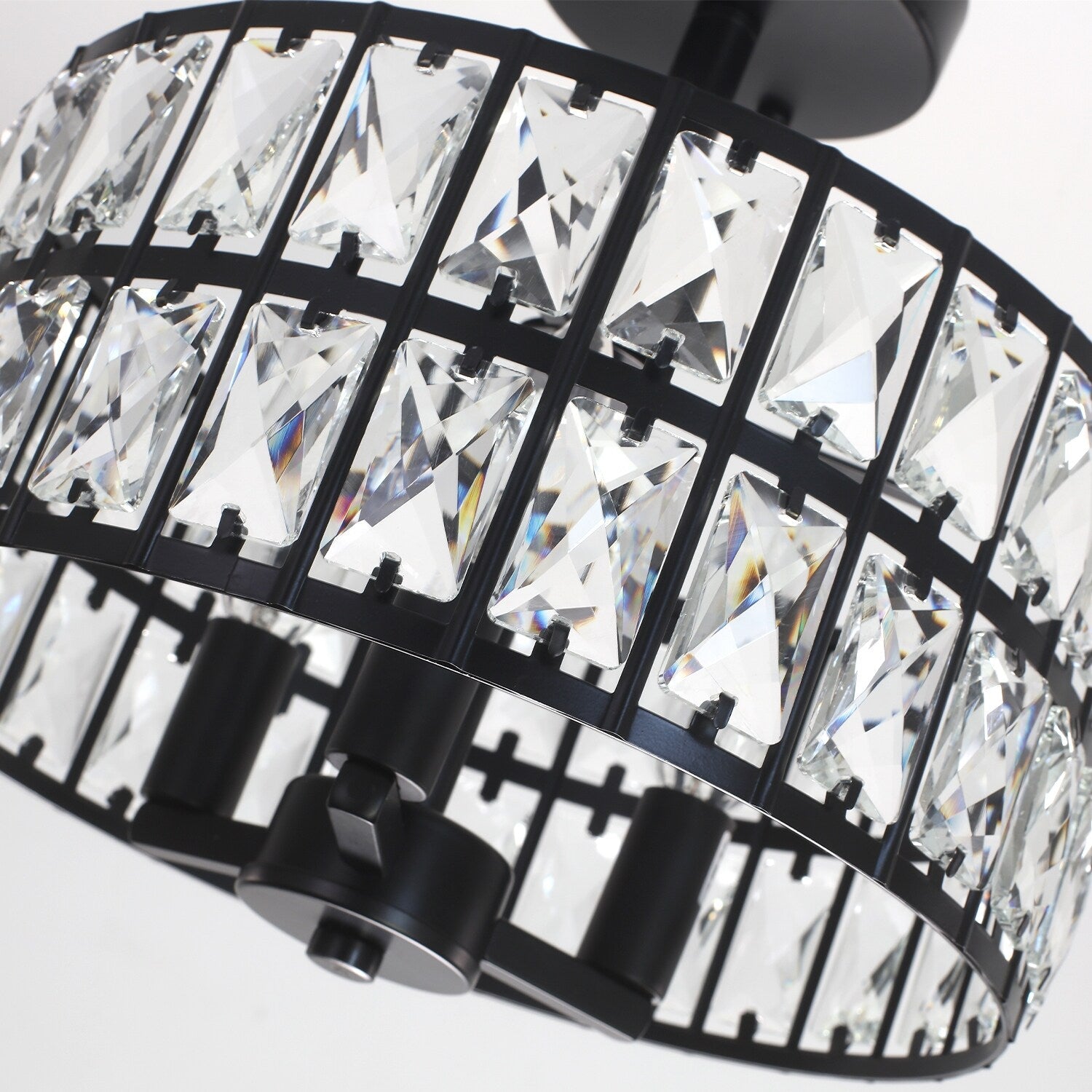 3-Light Crystal Semi Flush Mount Lights for Living Room Hallway