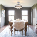 3-Light Crystal Semi Flush Mount Lights for Living Room Hallway