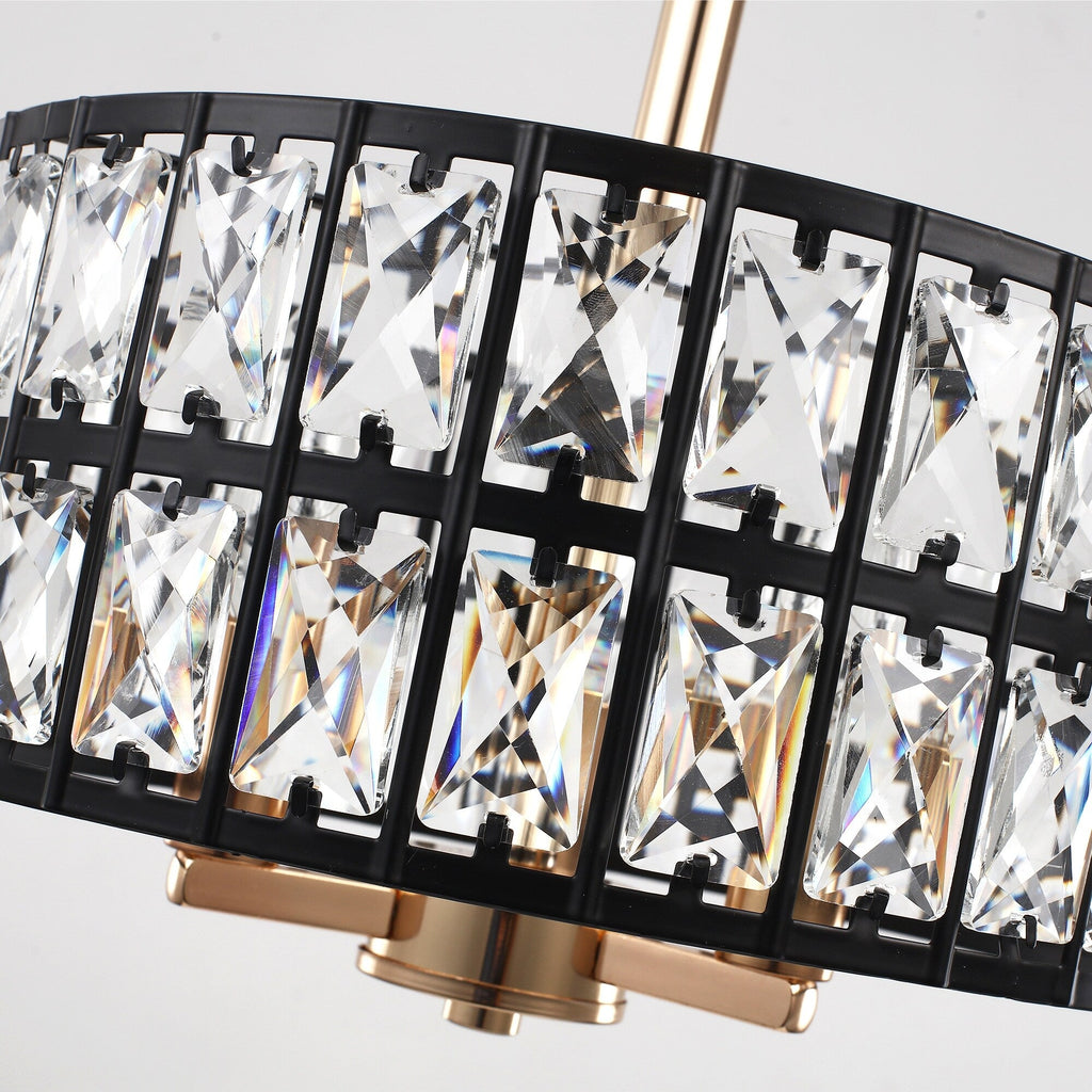 3-Light Crystal Semi Flush Mount Lights for Living Room Hallway