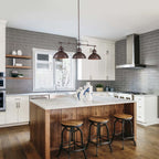 3-Light Farmhouse Retro Metal Linear Dome Pendant Light/Kitchen Island Lights