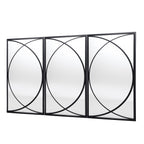 Ensemble de 3 miroirs muraux rectangulaires en métal noir - 31,9 H x 15,75 L x 0,75 P