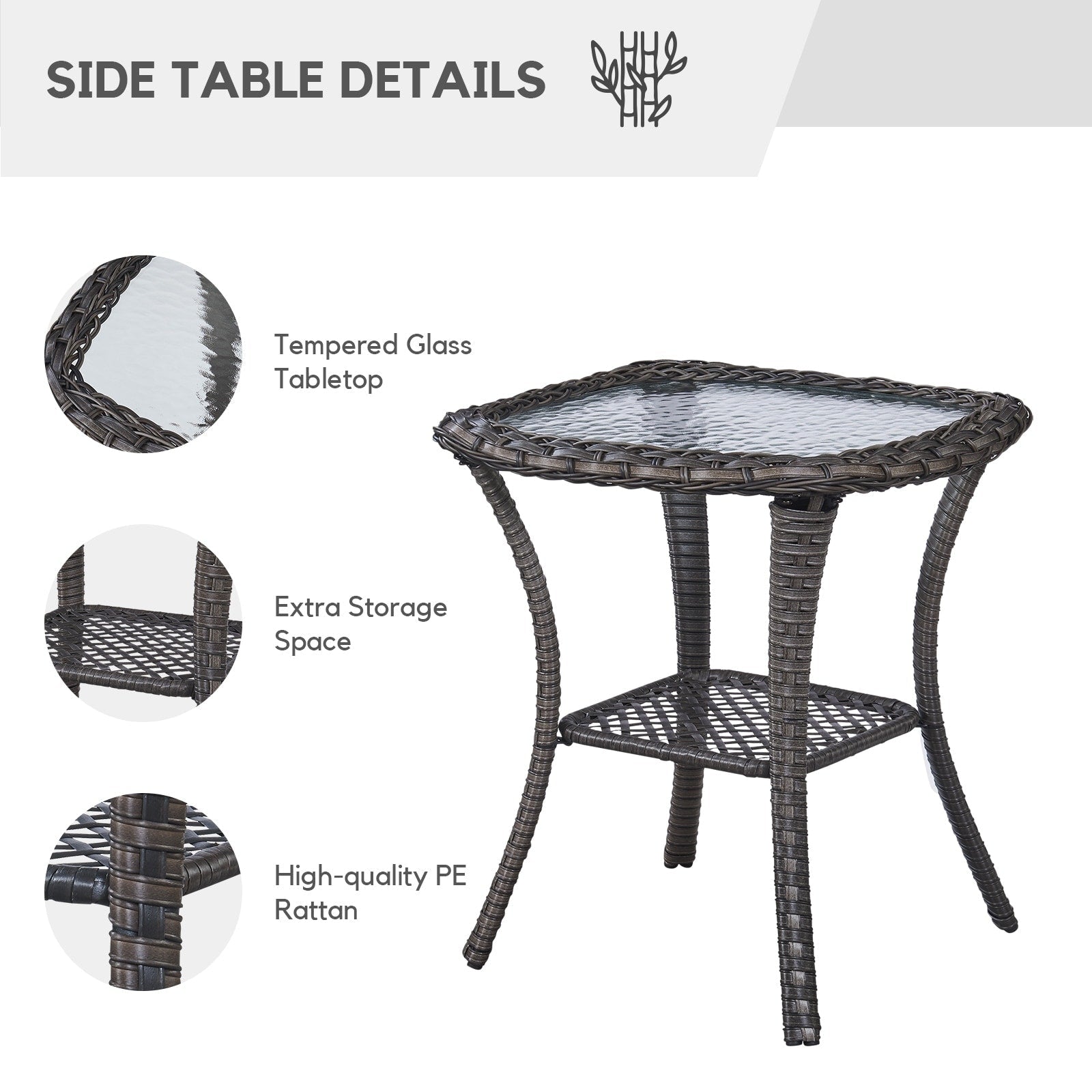 Fauteuil à bascule pivotant d'extérieur Gymojoy 3 pièces en osier avec coussin et table