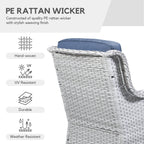 Fauteuil à bascule pivotant d'extérieur Gymojoy 3 pièces en osier avec coussin et table