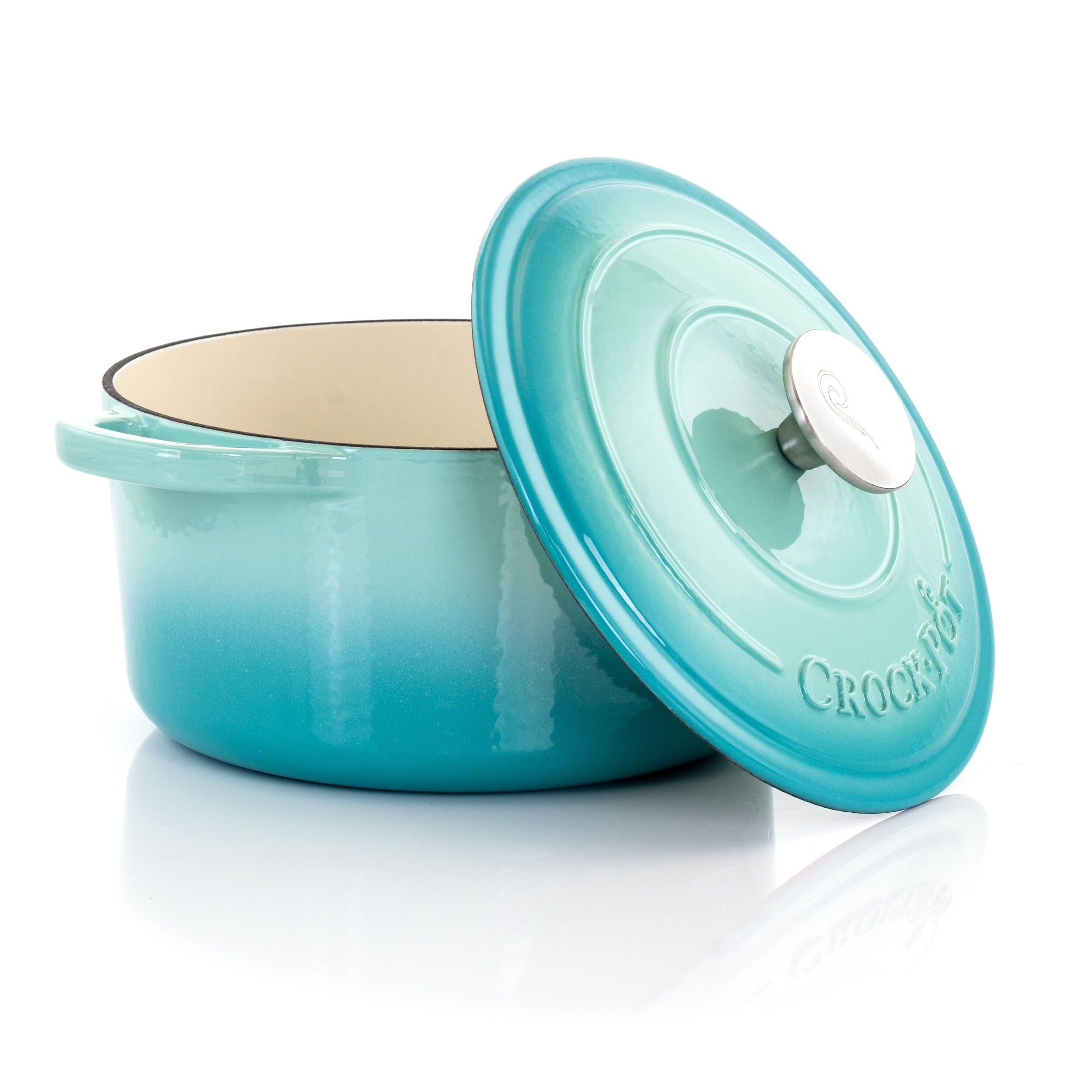 Cocotte en fonte émaillée de 3 litres, couleur bleu sarcelle arctique