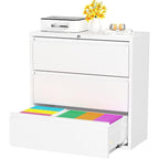 3 Drawer Metal Locking File Cabinet for Home Office, Rolling Cabinet Fully Assembled