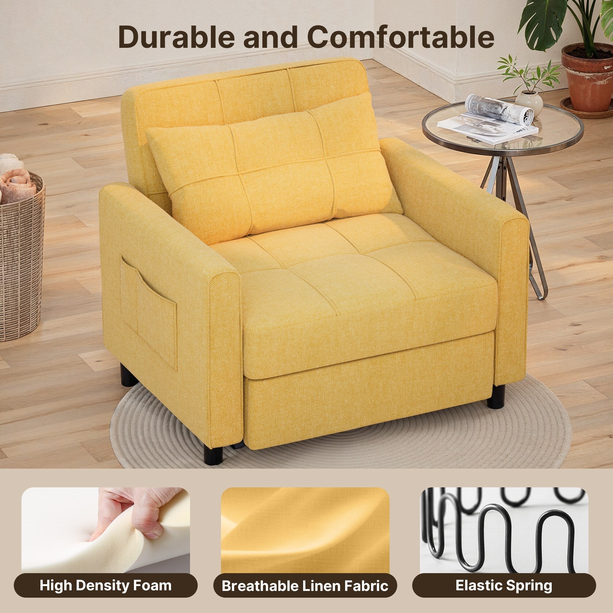 Canapé-lit 3 en 1 réglable, canapé-lit gigogne, convertible et pliable pour salon