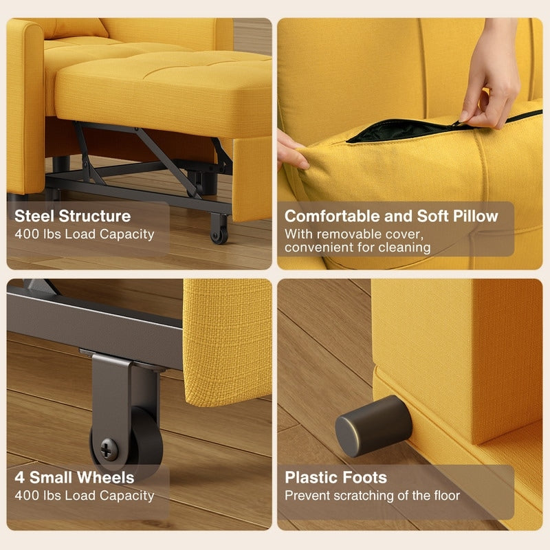 Canapé-lit 3 en 1 réglable, canapé-lit gigogne, convertible et pliable pour salon