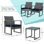 3-pc. Outdoor Cushioned Wicker Chat Set