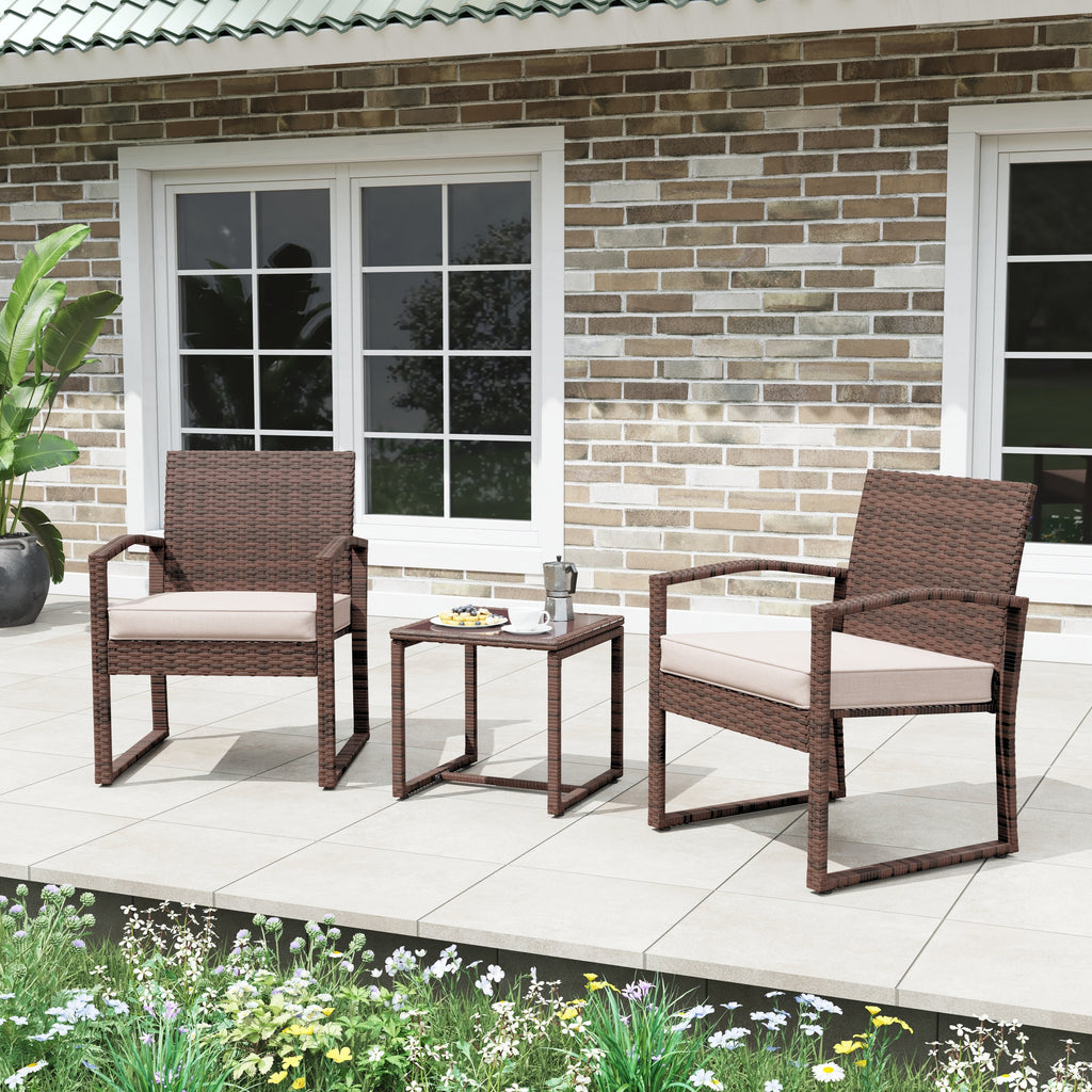 3-pc. Outdoor Cushioned Wicker Chat Set
