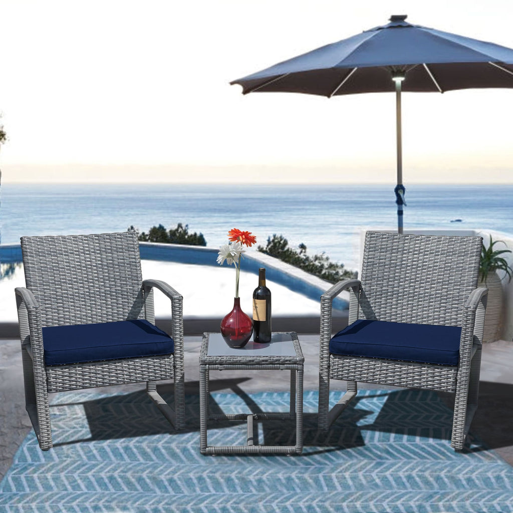 3-pc. Outdoor Cushioned Wicker Chat Set