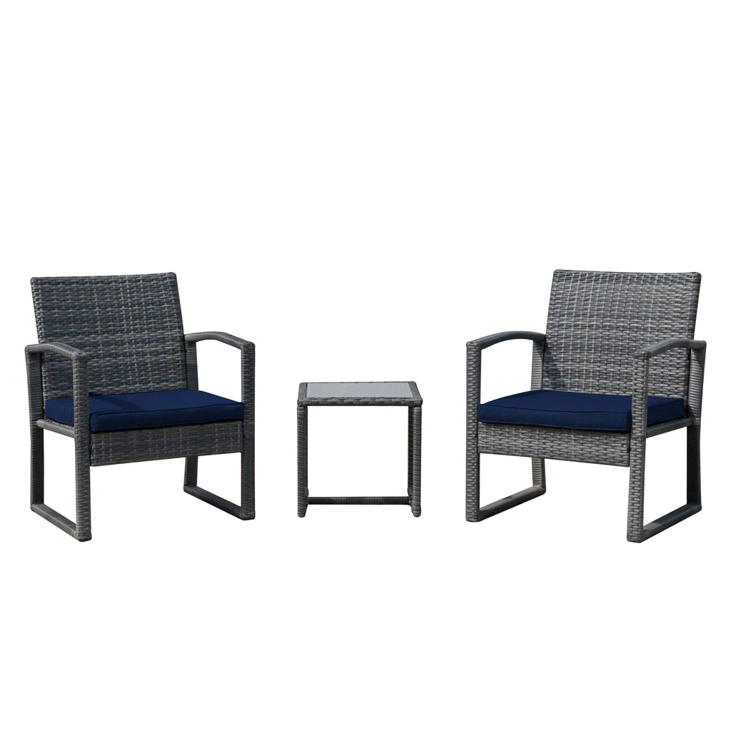 3-pc. Outdoor Cushioned Wicker Chat Set