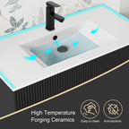 Ensemble de meuble-lavabo Wavy Line 30/36/48 avec lavabo et robinet