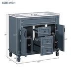 Meuble-lavabo moderne de 36 po avec lavabo supérieur et armoire à miroir, 2 portes et 2 tiroirs