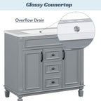 Meuble-lavabo moderne de 36 po avec lavabo supérieur et armoire à miroir, 2 portes et 2 tiroirs