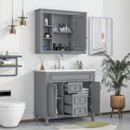 Meuble-lavabo moderne de 36 po avec lavabo supérieur et armoire à miroir, 2 portes et 2 tiroirs