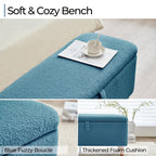 Banc ottoman de rangement en sherpa blanc cassé, repose-pieds, pour salon, chambre à coucher, pieds en bois