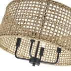 Lustre tambour bohème tissé à la main à 4 lumières - Paille - 20 po de largeur