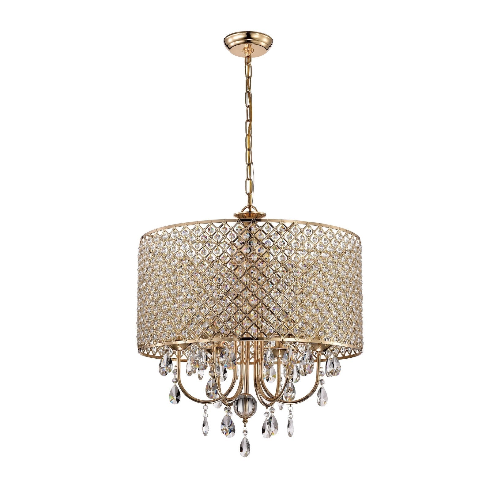 Lustre tambour à perles rondes avec cristaux suspendus