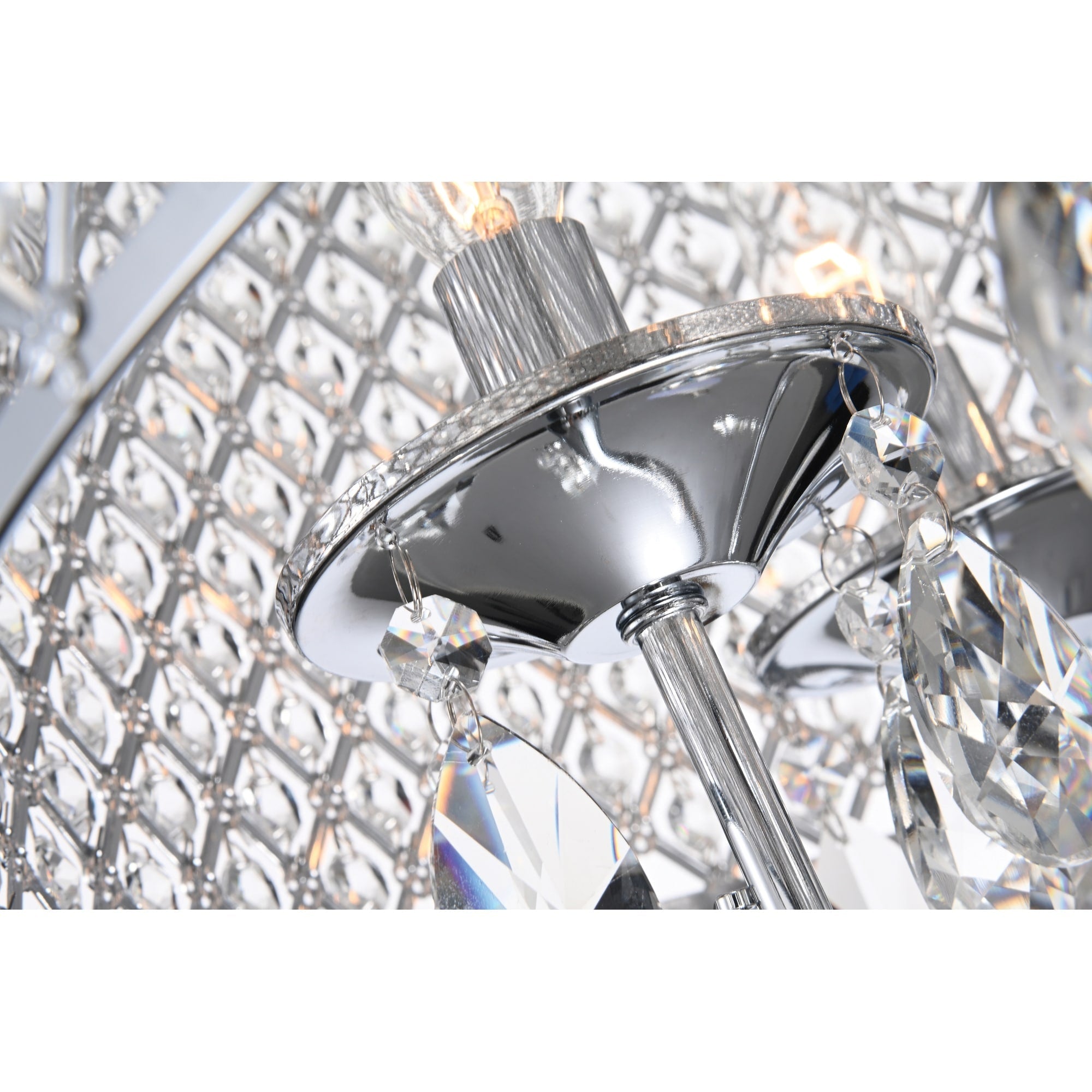 Lustre tambour à perles rondes avec cristaux suspendus