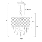Lustre tambour à perles rondes avec cristaux suspendus