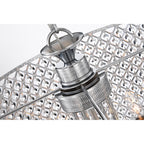 Lustre tambour à perles rondes avec cristaux suspendus