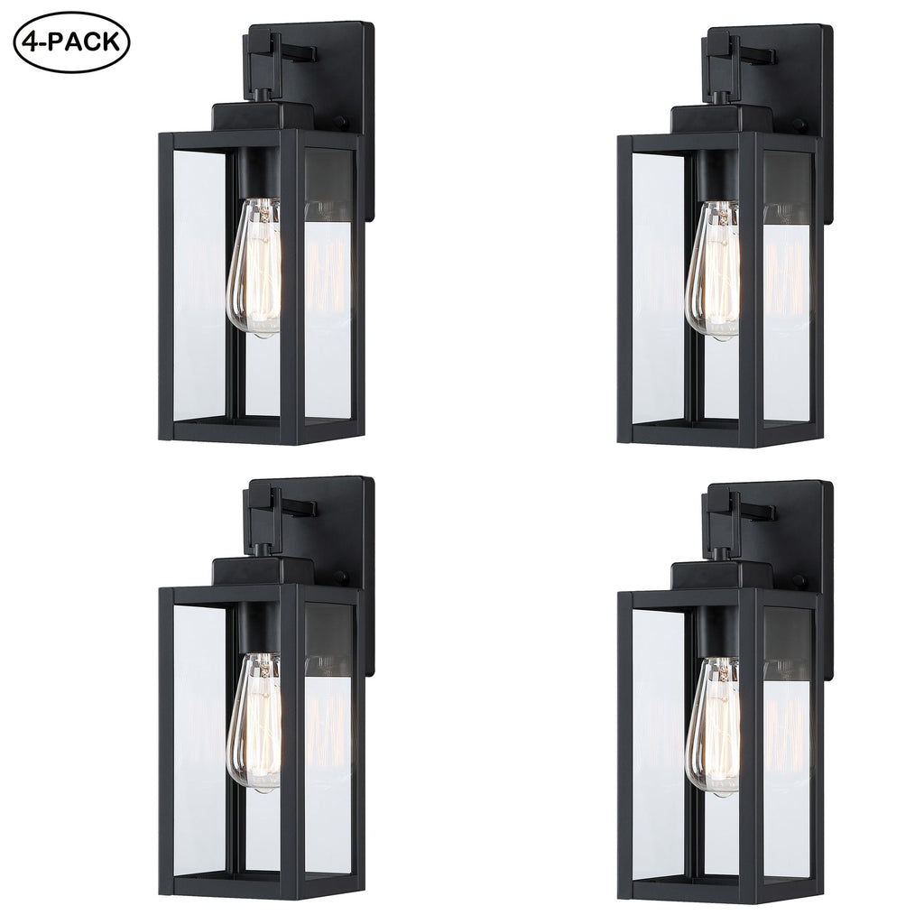 4-pack 1-Light Outdoor Wall Light with Matte Black Finish & Clear glass shade