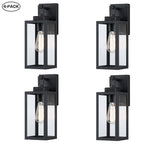 4-pack 1-Light Outdoor Wall Light with Matte Black Finish & Clear glass shade