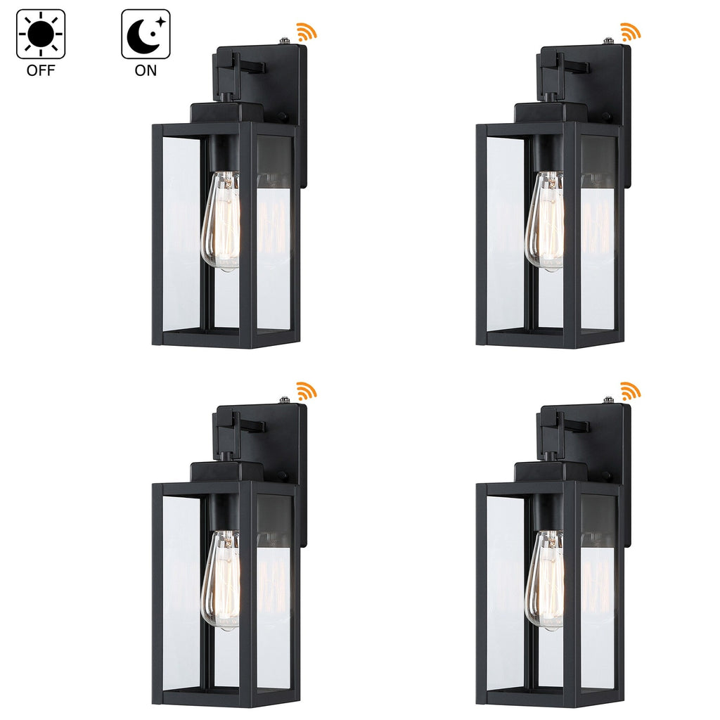 4-pack 1-Light Outdoor Wall Light with Matte Black Finish & Clear glass shade