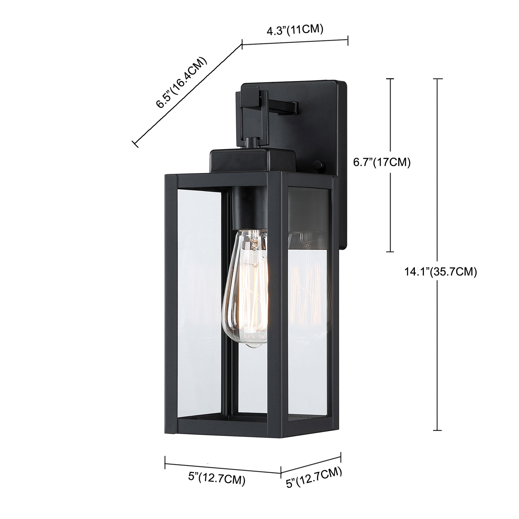 4-pack 1-Light Outdoor Wall Light with Matte Black Finish & Clear glass shade