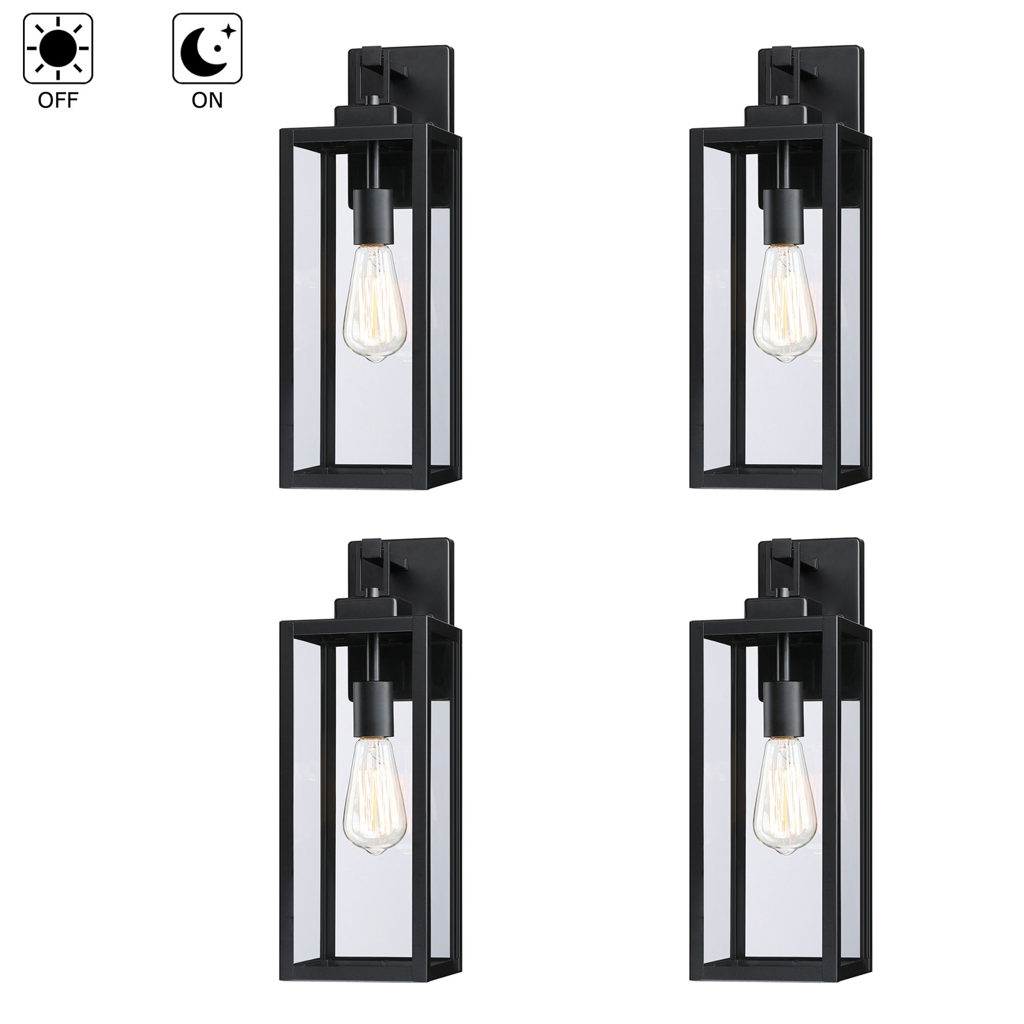 4-pack 1-Light Outdoor Wall Light with Matte Black Finish & Clear glass shade