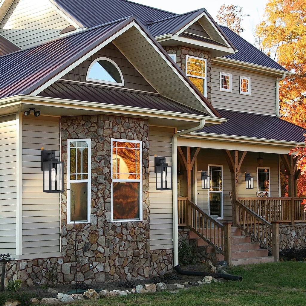 4-pack 1-Light Outdoor Wall Light with Matte Black Finish & Clear glass shade