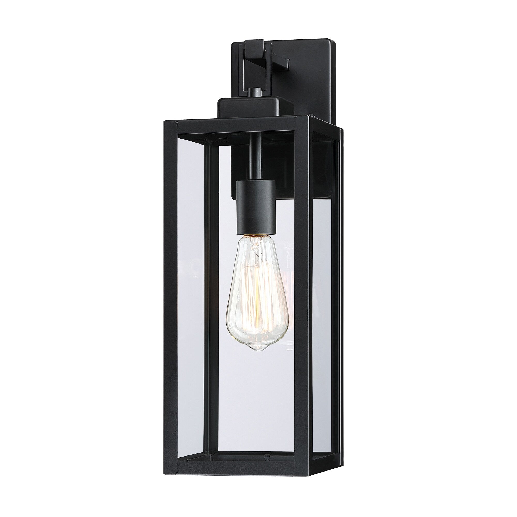 4-pack 1-Light Outdoor Wall Light with Matte Black Finish & Clear glass shade
