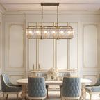 Lustre rectangulaire en cristal moderne linéaire de 40 po, 16 lumières, en laiton doré, pour salle à manger, salon, cuisine, îlot central