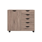 5-Drawer Wood Storage Dresser Cabinet with Wheels - Craft Organizer and Makeup Drawer Unit for Closet and Bedroom