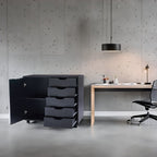 5-Drawer Wood Storage Dresser Cabinet with Wheels - Craft Organizer and Makeup Drawer Unit for Closet and Bedroom