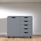 5-Drawer Wood Storage Dresser Cabinet with Wheels - Craft Organizer and Makeup Drawer Unit for Closet and Bedroom