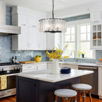 Lustre tambour rond moderne à 5 lumières, lustre semi-encastré classique, suspension pour îlot de cuisine et salle à manger