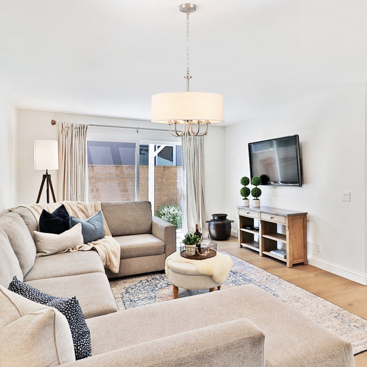 Plafonnier semi-encastré moderne à 5 lampes pour salle à manger, chambre à coucher, salon - N/A