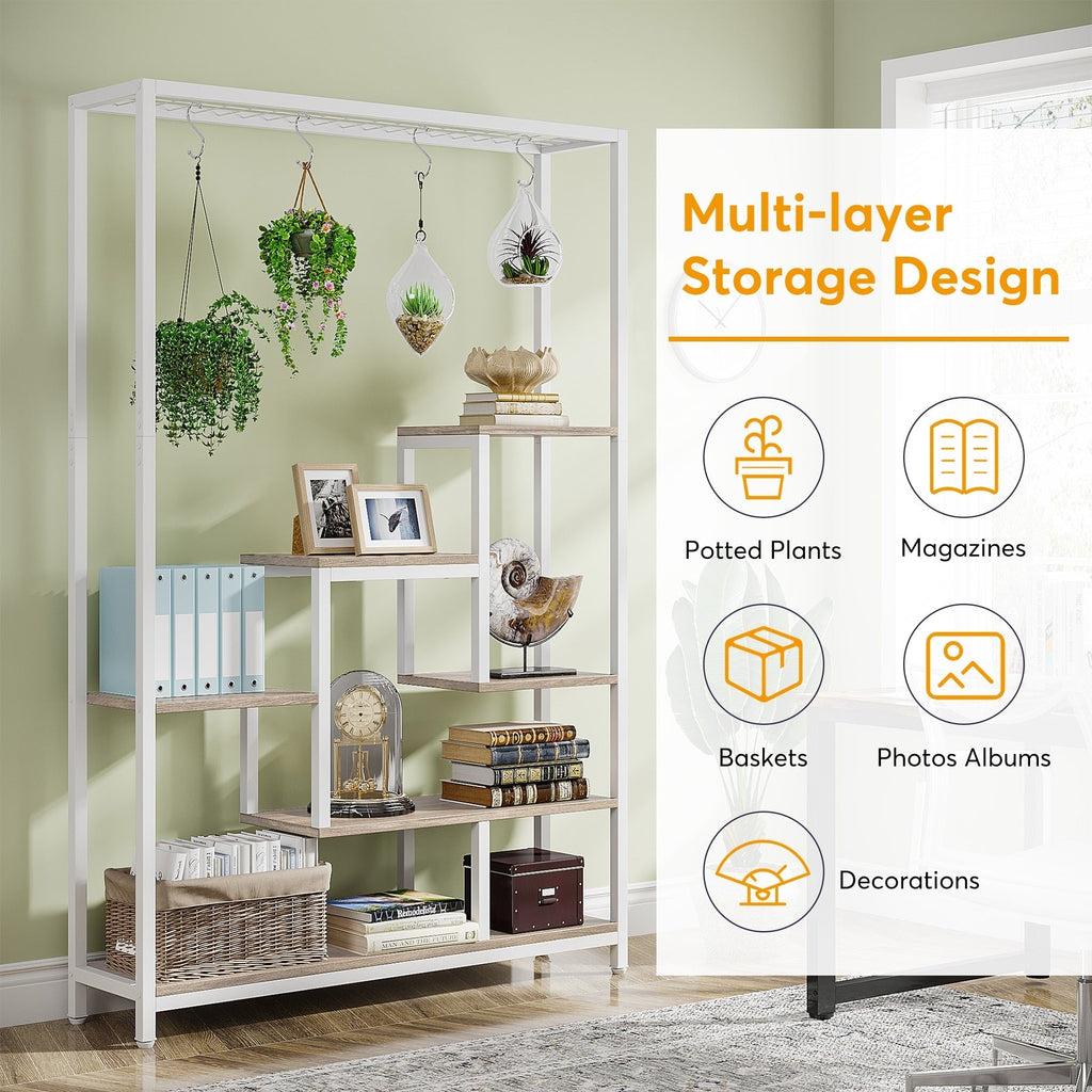 5-Tier Tall Indoor Plant Stand, 70.9 inches Plant Shelf with 10PC Hanging Hooks