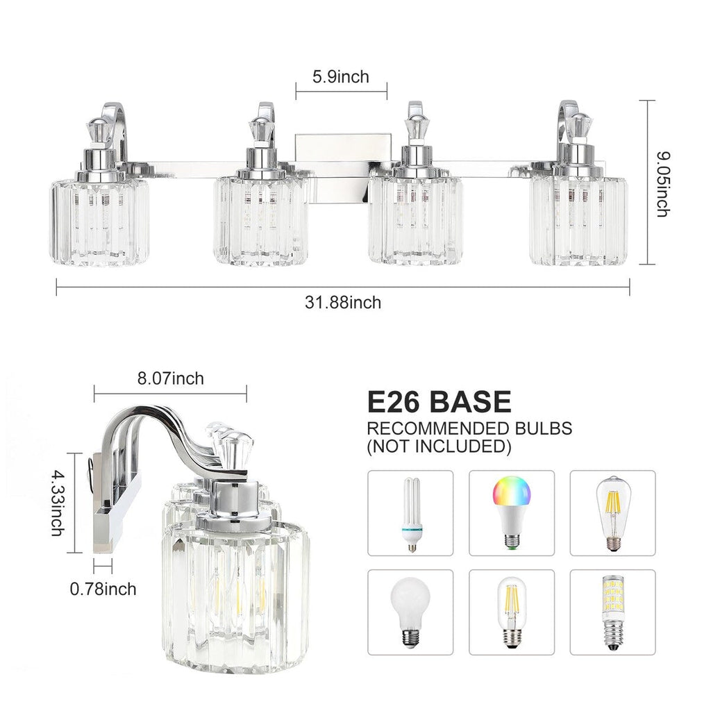 5-light Modern Crystal Bathroom Vanity Lighting Fixtures