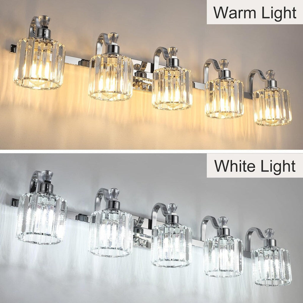 5-light Modern Crystal Bathroom Vanity Lighting Fixtures