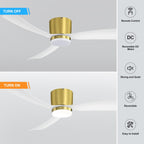 Ventilateur de plafond encastré à DEL noir/blanc de 52 pouces avec télécommande (3 pales)